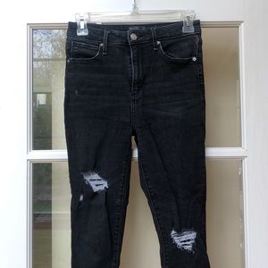 High rise, distressed, black, denim jeans